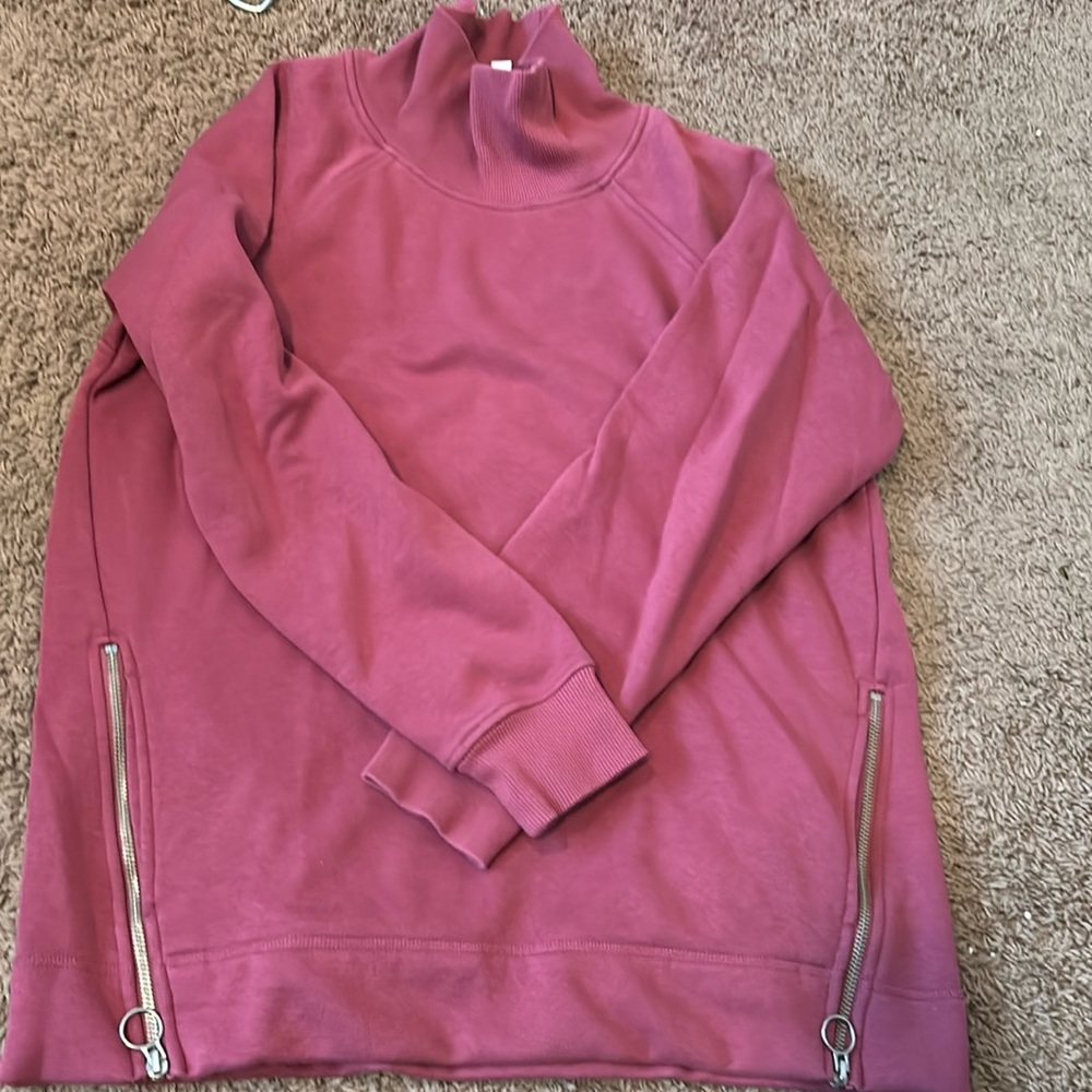 Athleta “Cozy Karma” funnel neck sweatshirt with zipper detail